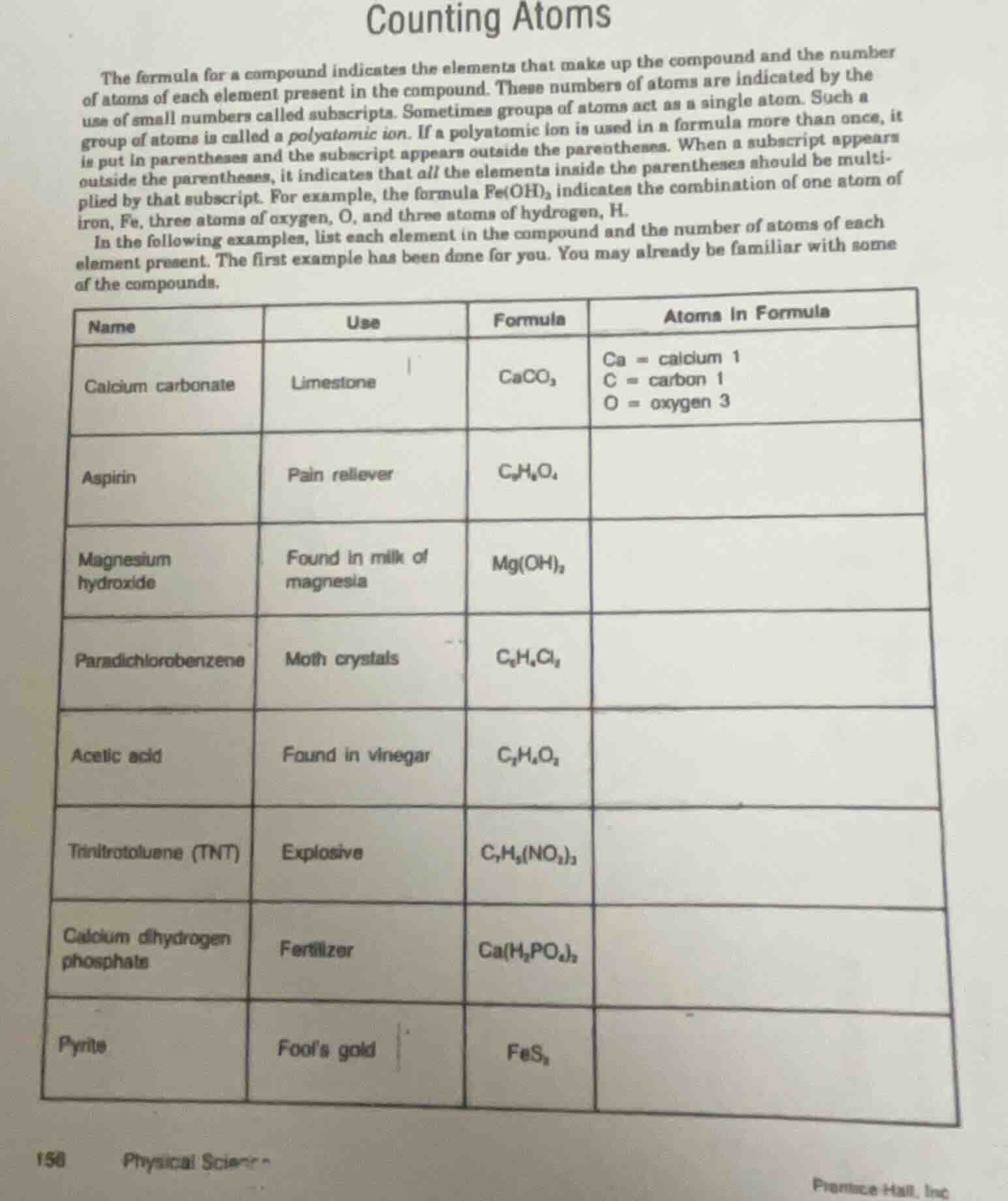 counting atoms the formula for a compound indicates the elements that m…