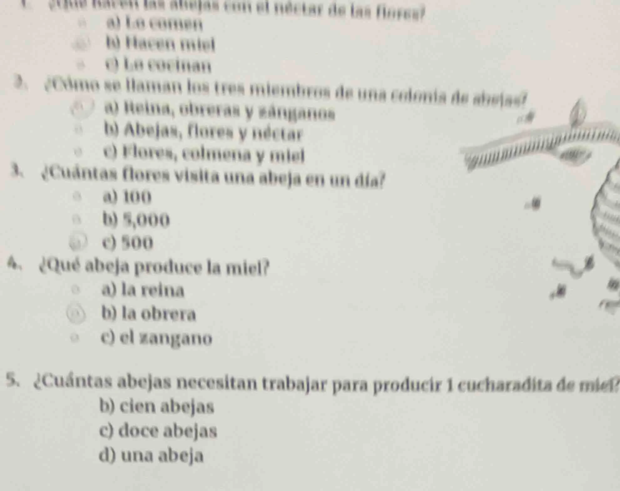 1. ¿cómo interactúan las abejas con el néctar de las flores? a) lo come…