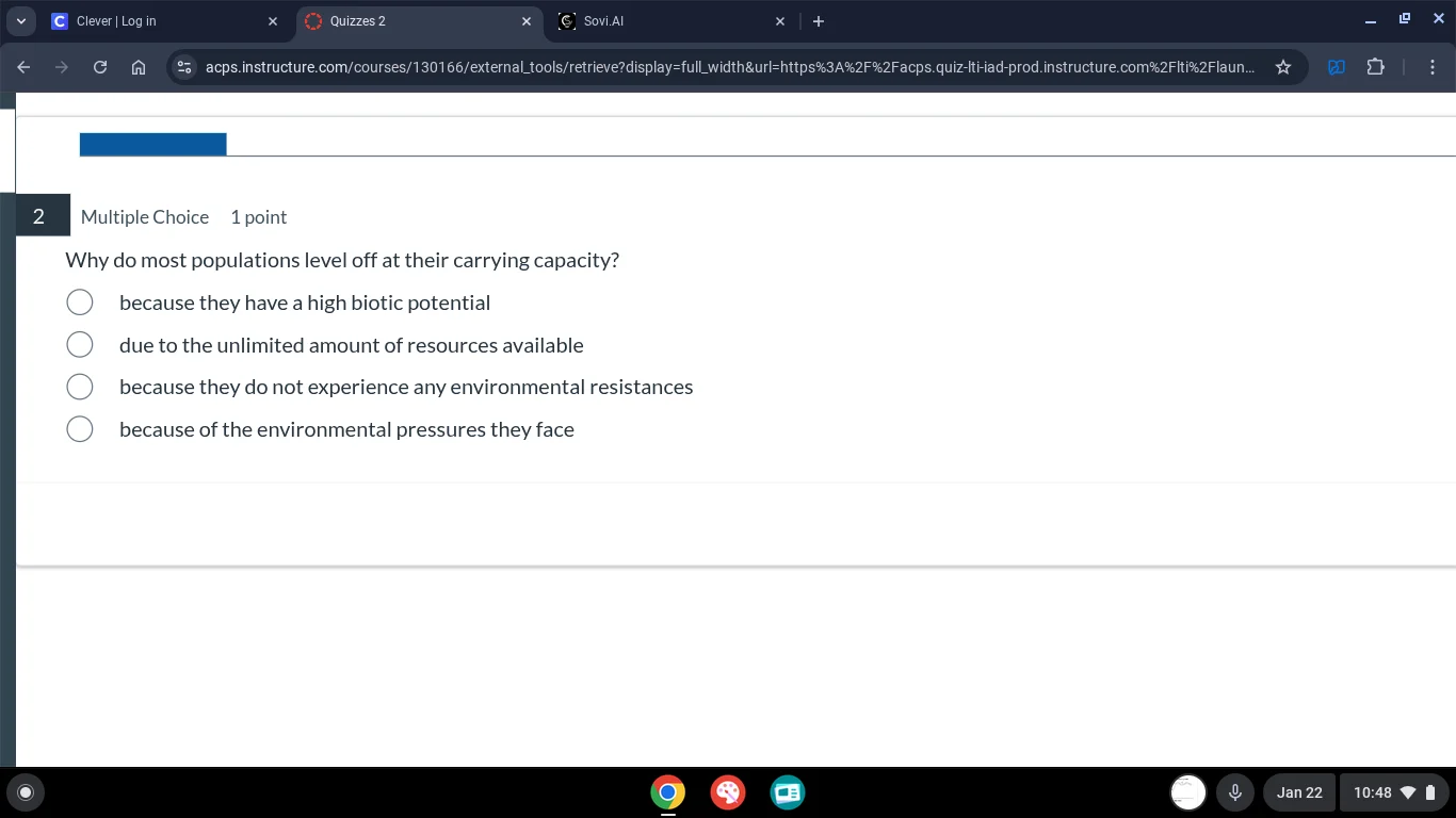 2 multiple choice 1 point why do most populations level off at their ca…