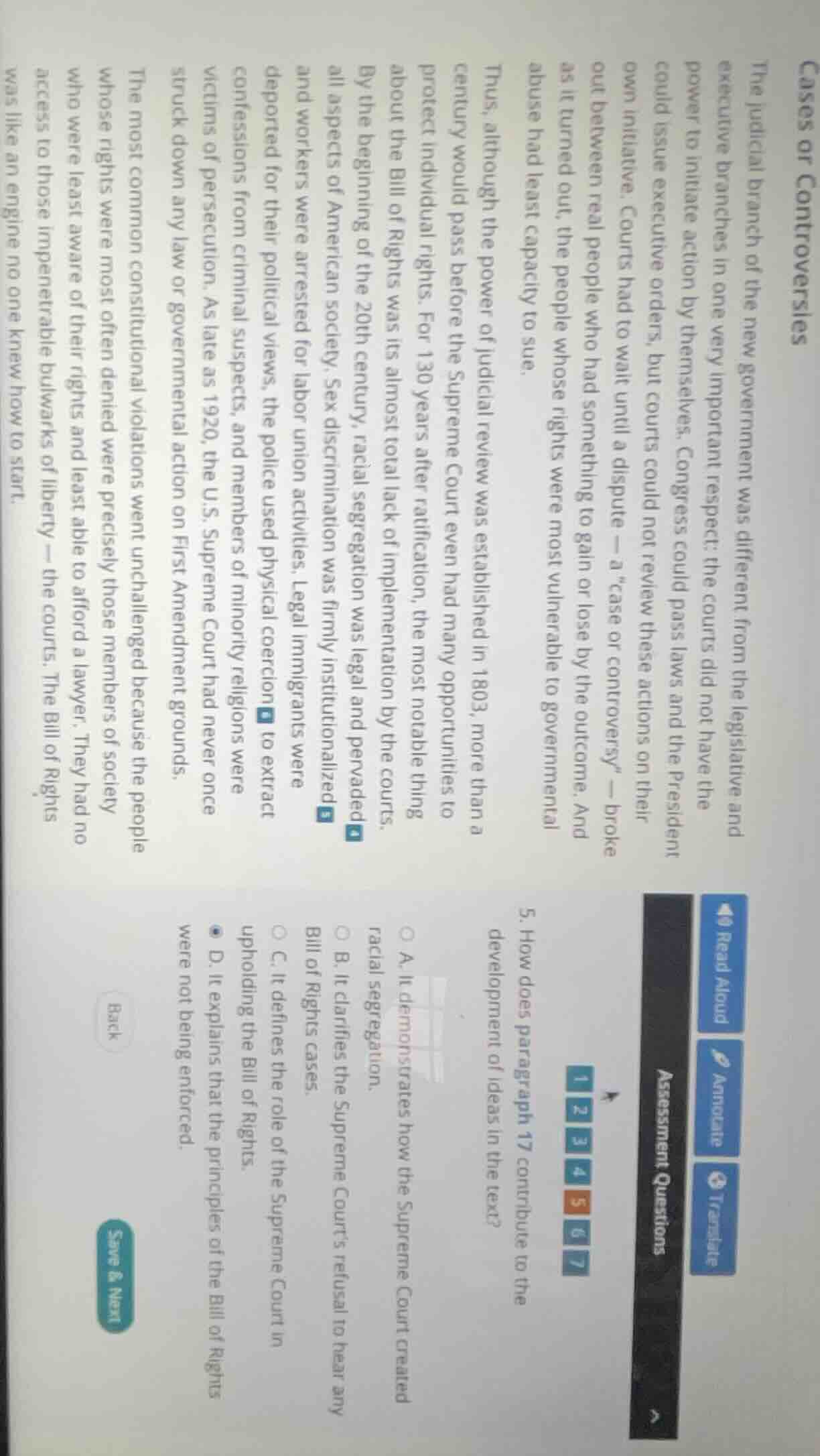 5. how does paragraph 17 contribute to the development of ideas in the …