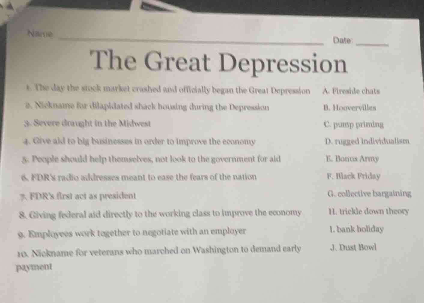 name _______________________________ date: ______ the great depression …