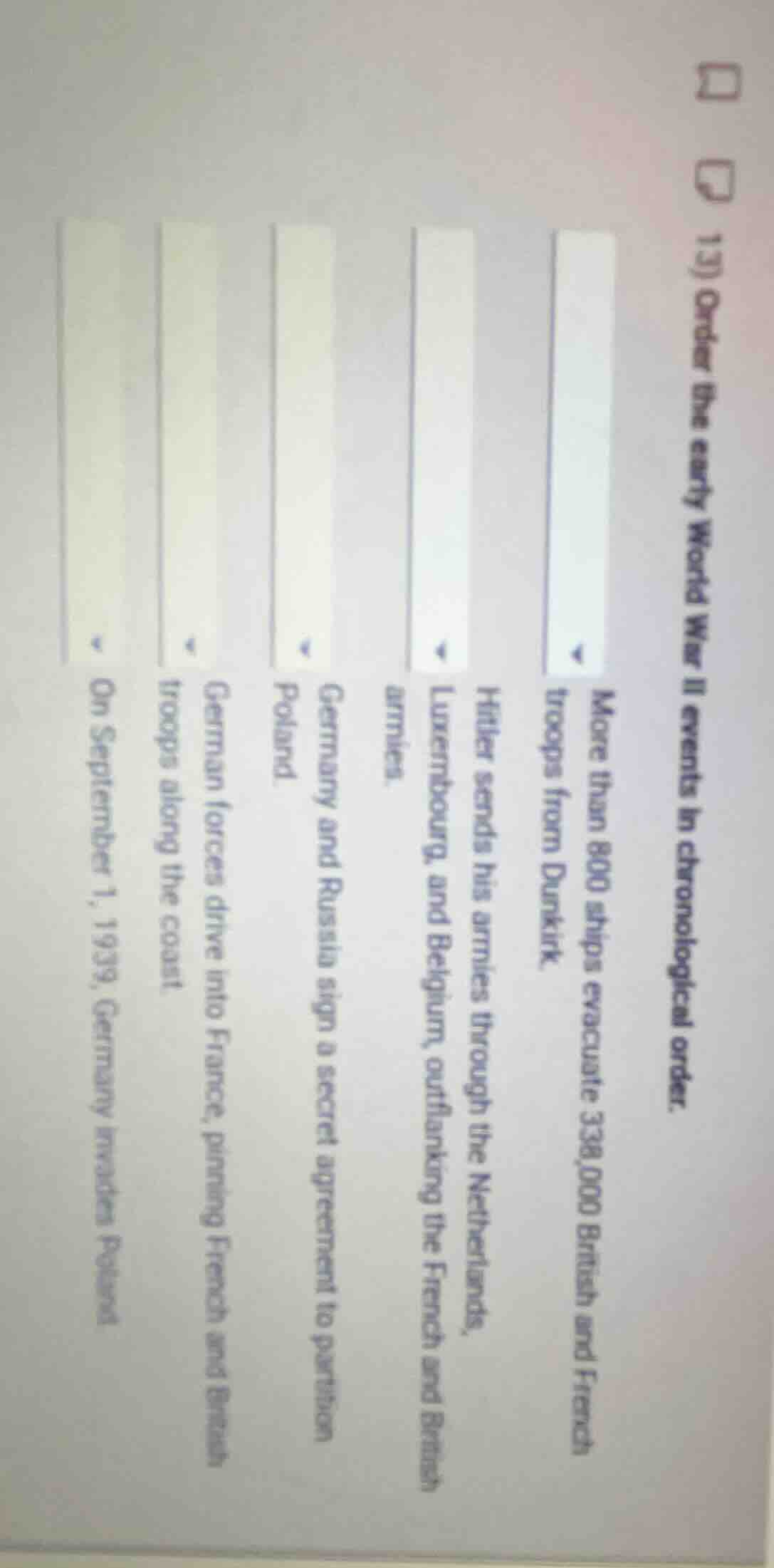 13) order the early world war ii events in chronological order. more th…