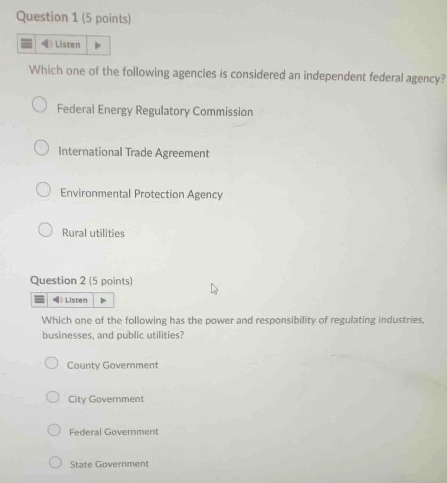 question 1 (5 points) which one of the following agencies is considered…