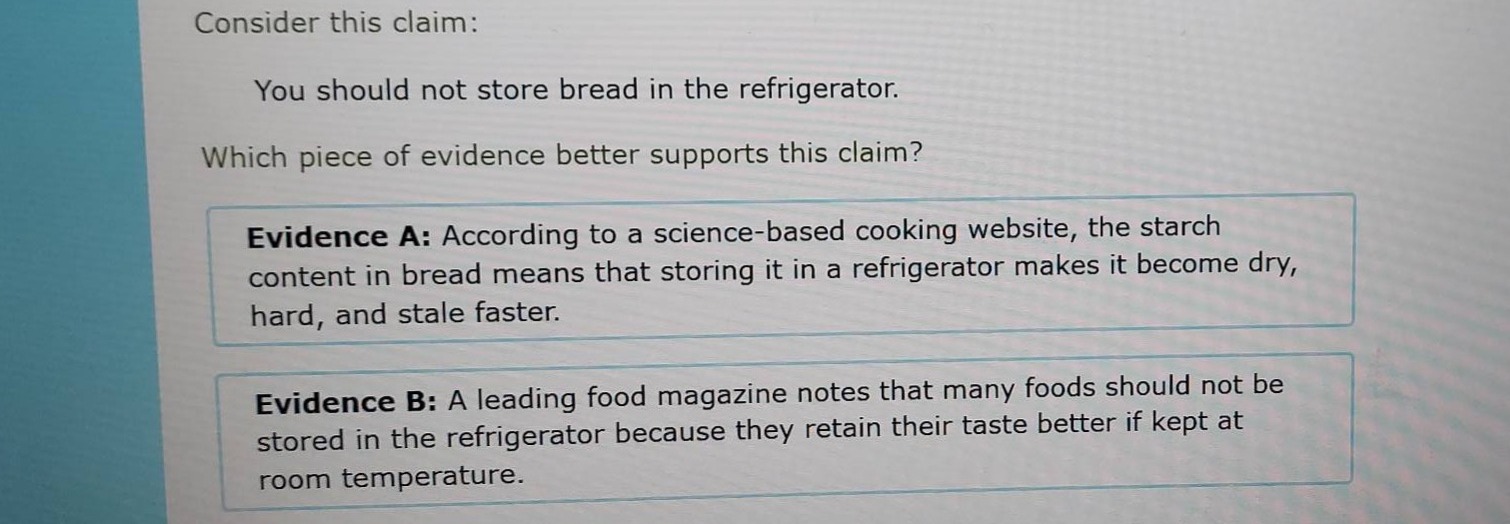 consider this claim: you should not store bread in the refrigerator. wh…