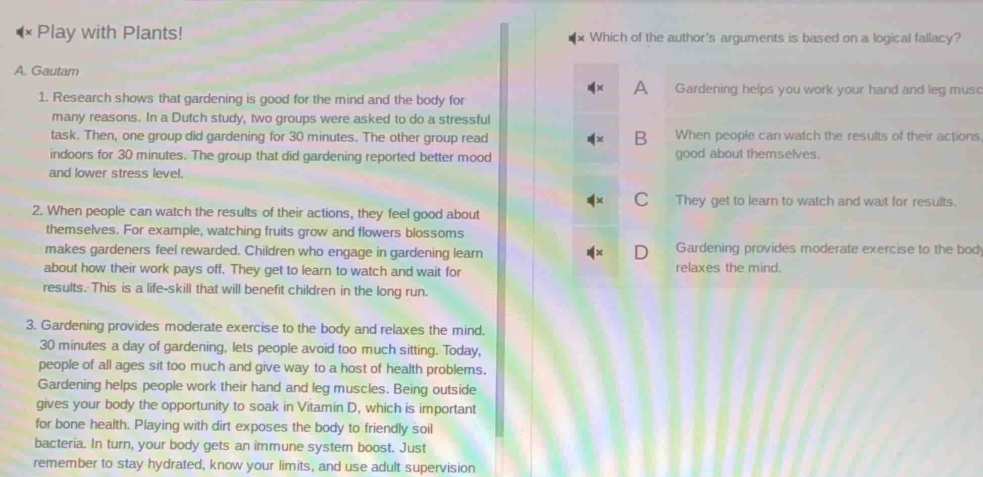 play with plants! a. gautam 1. research shows that gardening is good fo…