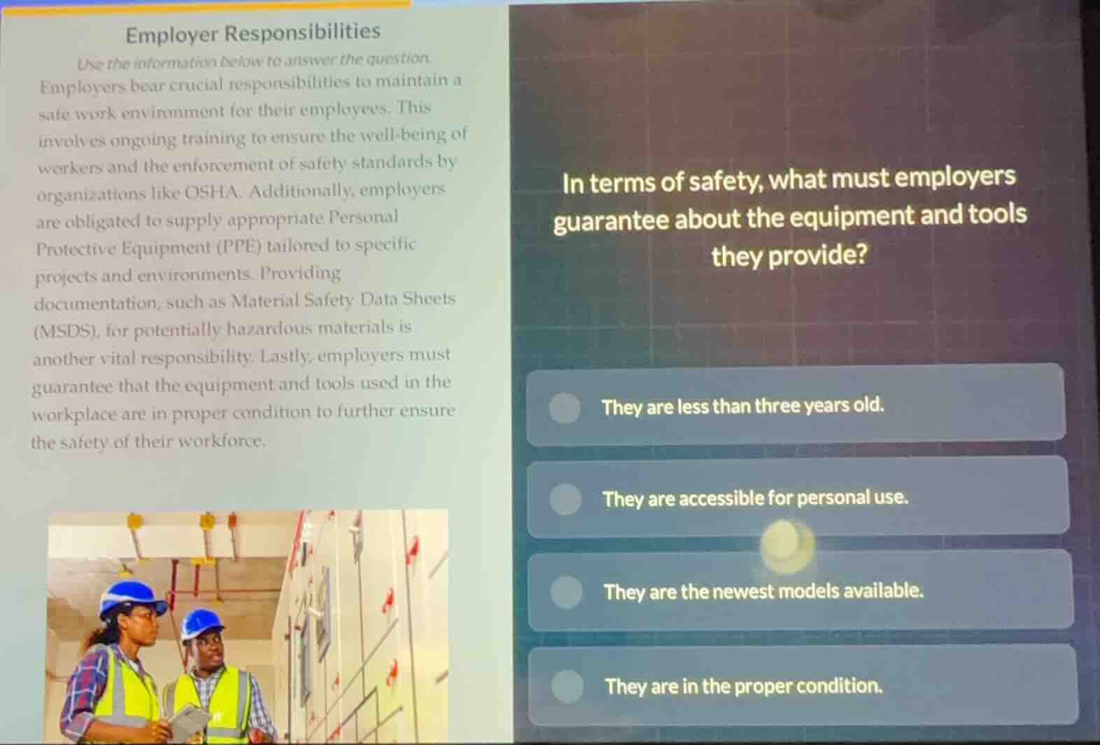 employer responsibilities use the information below to answer the quest…