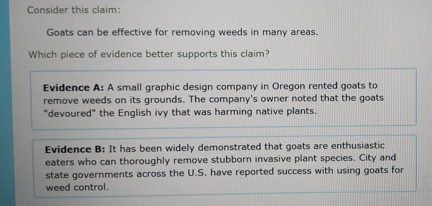 consider this claim: goats can be effective for removing weeds in many …