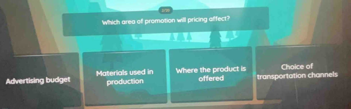 which area of promotion will pricing affect? advertising budget materia…