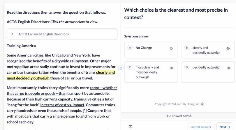 read the directions then answer the question that follows. act® english…