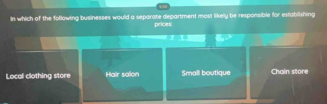 in which of the following businesses would a separate department most l…