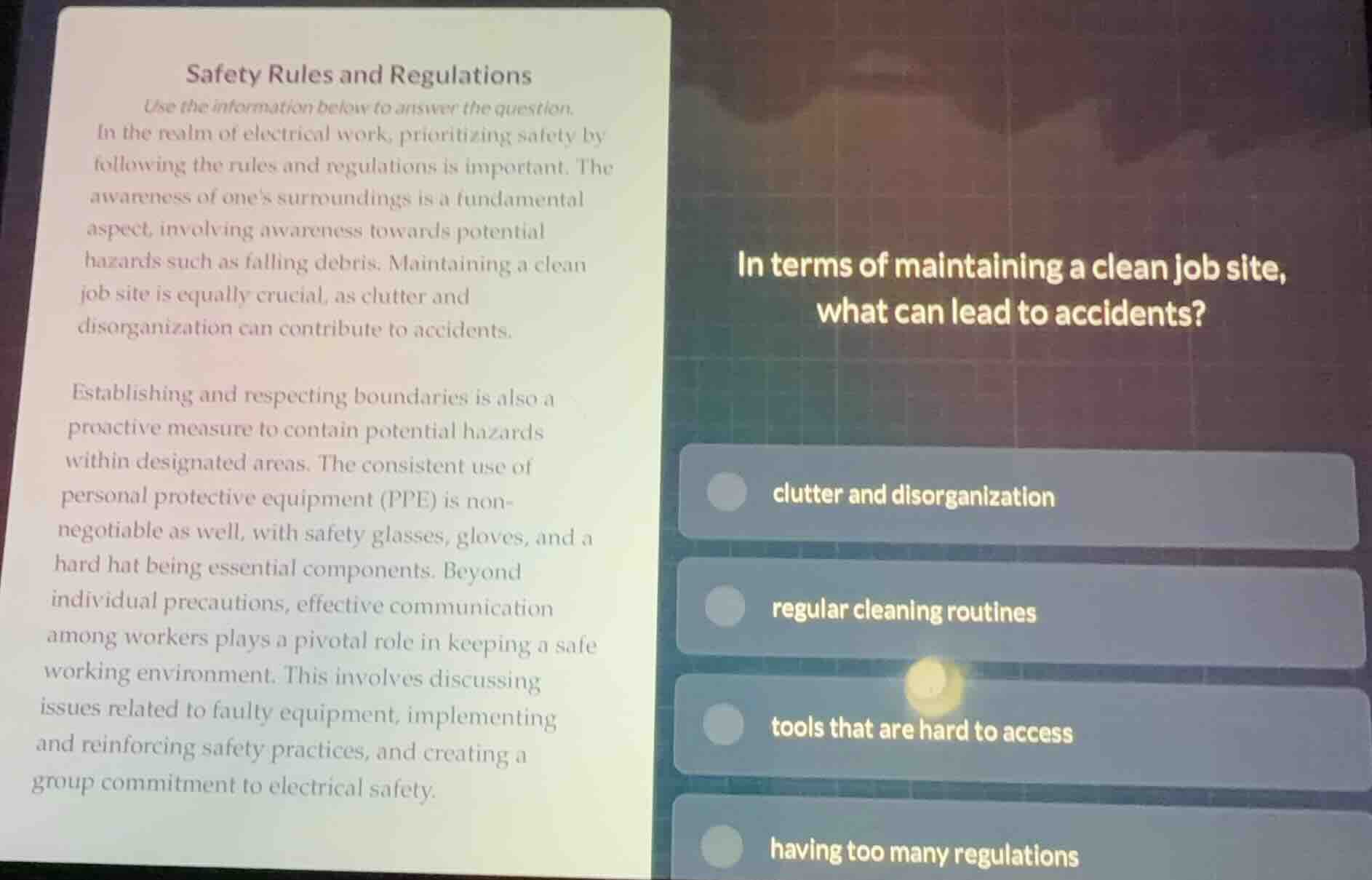 safety rules and regulations use the information below to answer the qu…