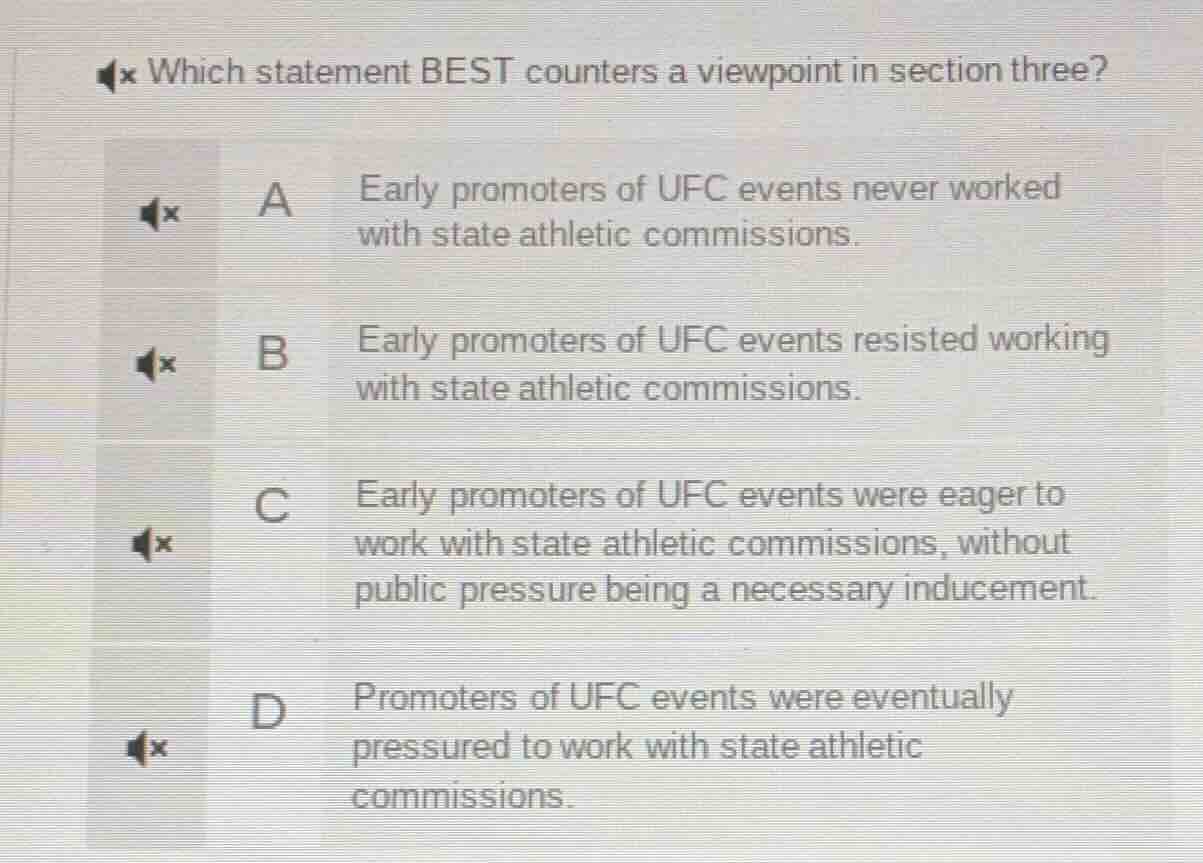 which statement best counters a viewpoint in section three? a early pro…