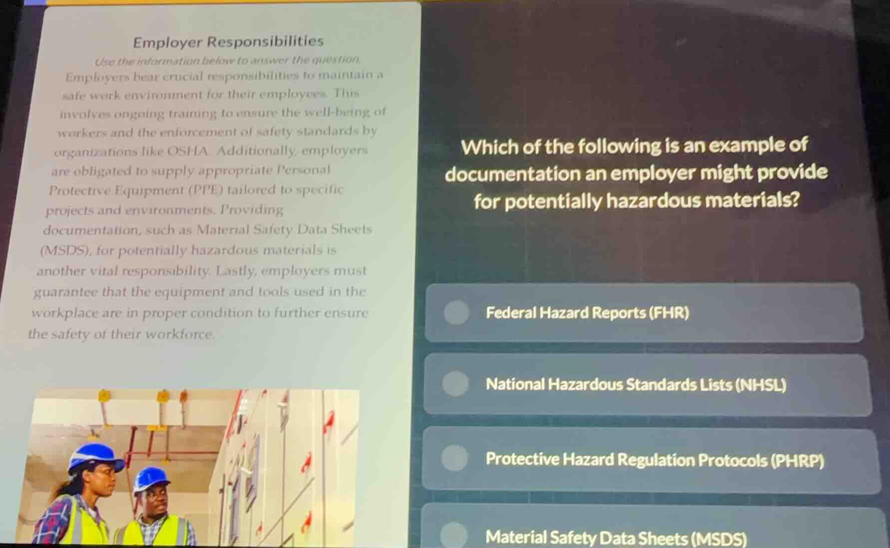 employer responsibilities use the information below to answer the quest…