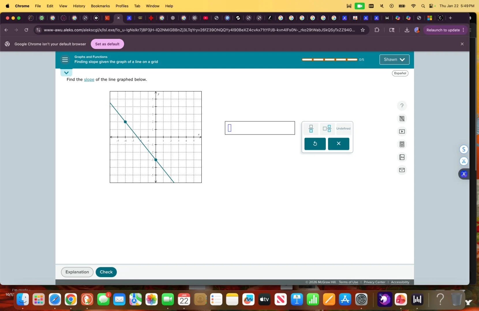 find the slope of the line graphed below.
