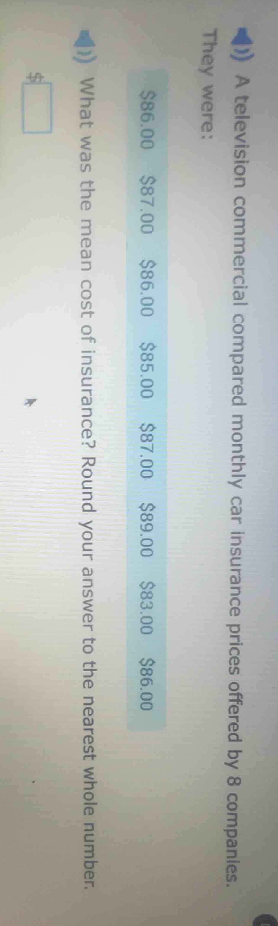 a television commercial compared monthly car insurance prices offered b…