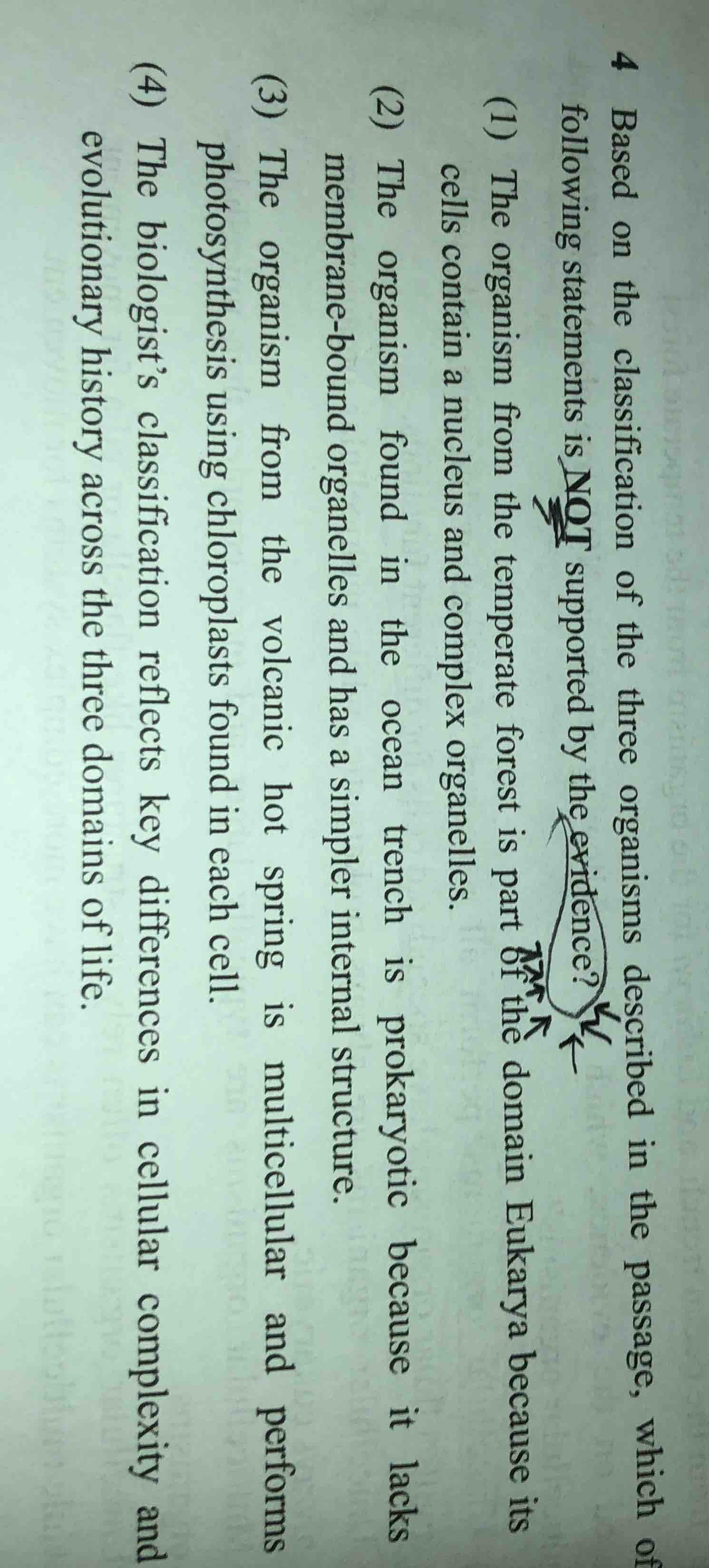 4 based on the classification of the three organisms described in the p…