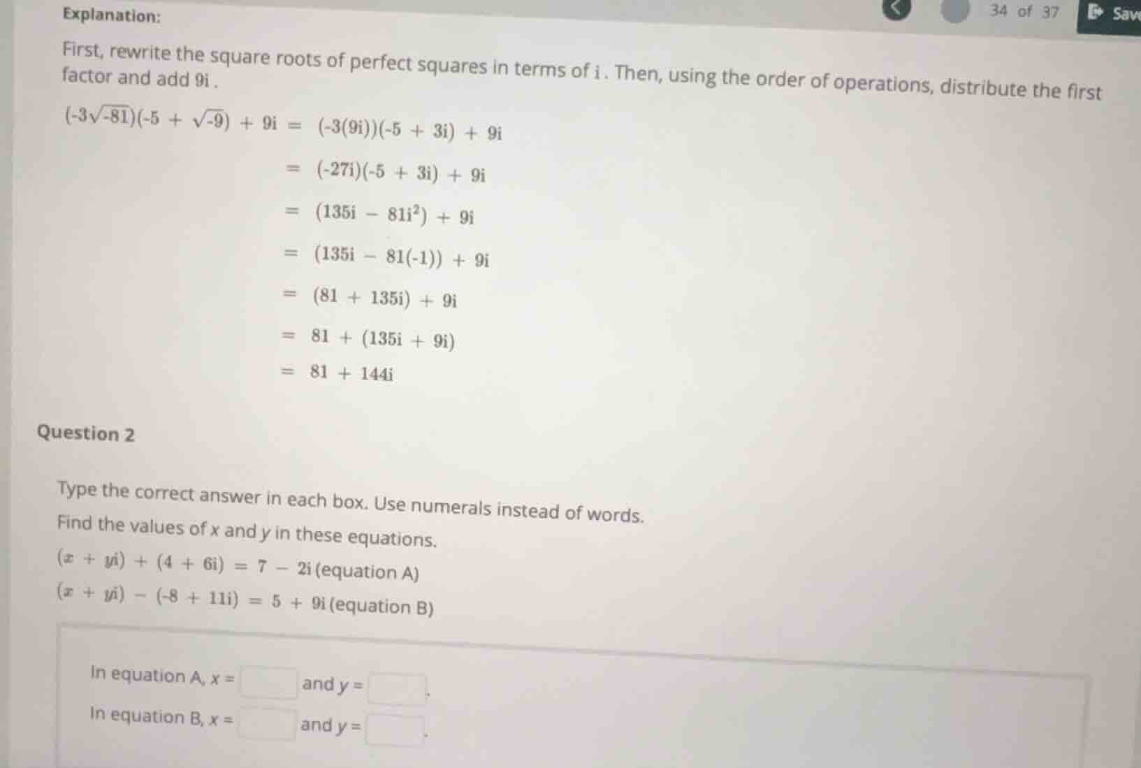 question 2 type the correct answer in each box. use numerals instead of…