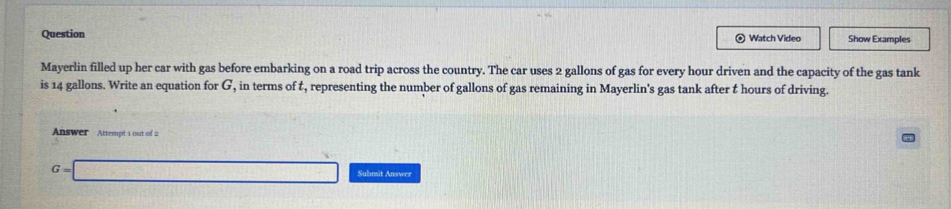 question mayerlin filled up her car with gas before embarking on a road…