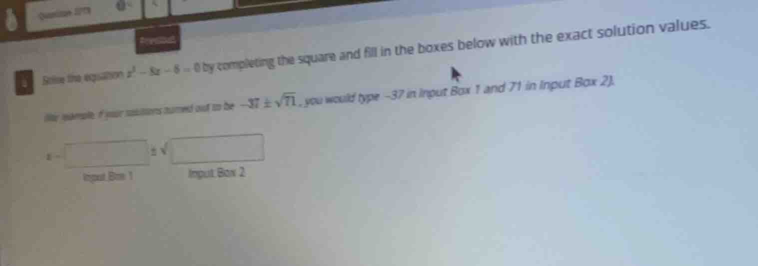 solve the equation ( x^2 - 8x - 6 = 0 ) by completing the square and fi…