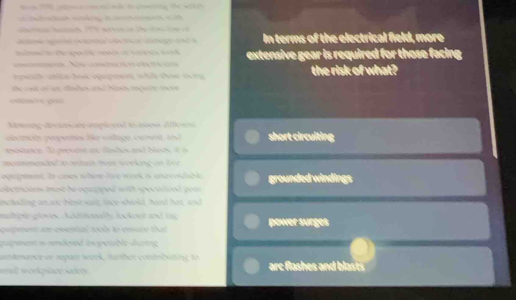 in terms of the electrical field, more extensive gear is required for t…