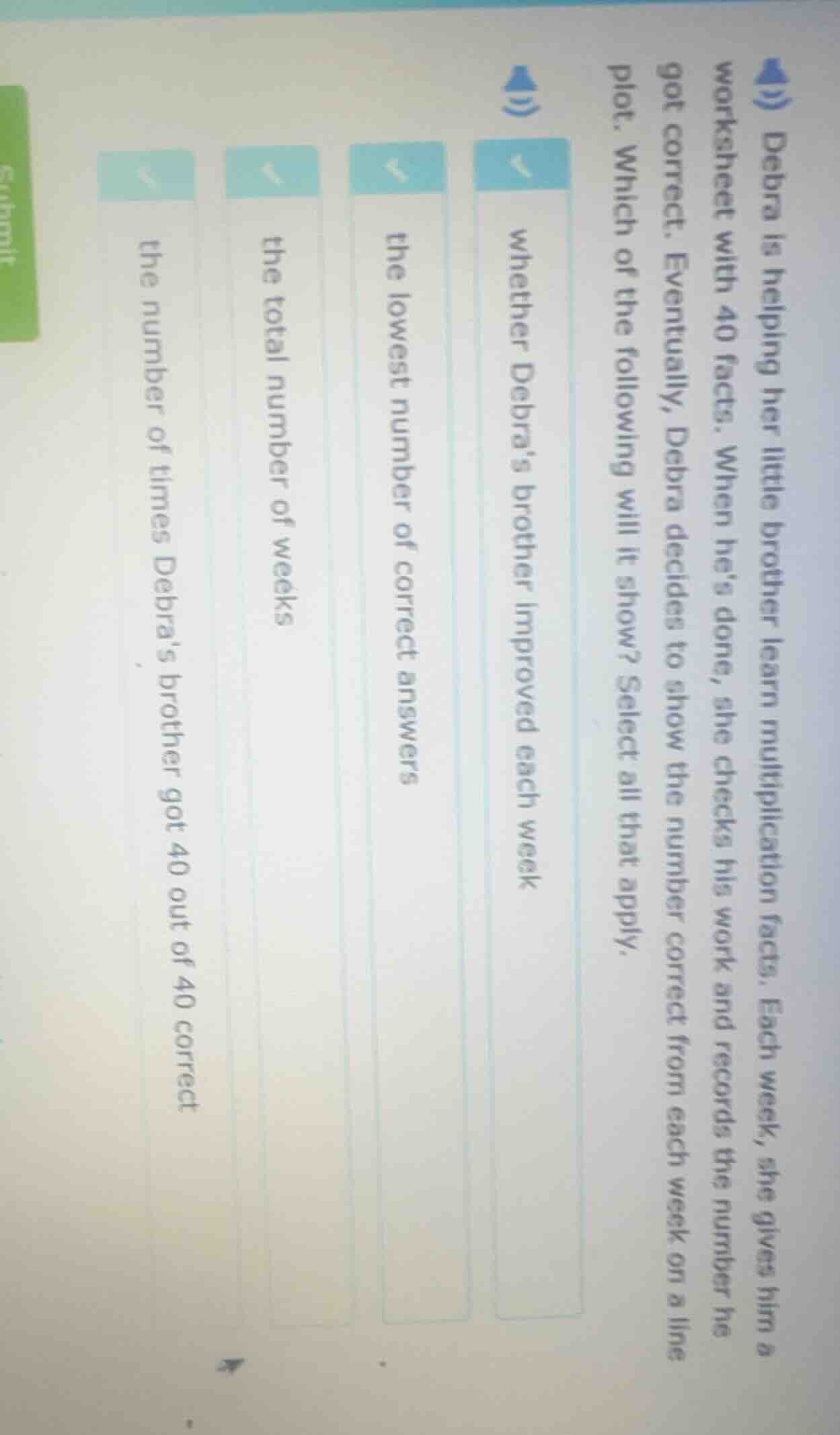 debra is helping her little brother learn multiplication facts. each we…