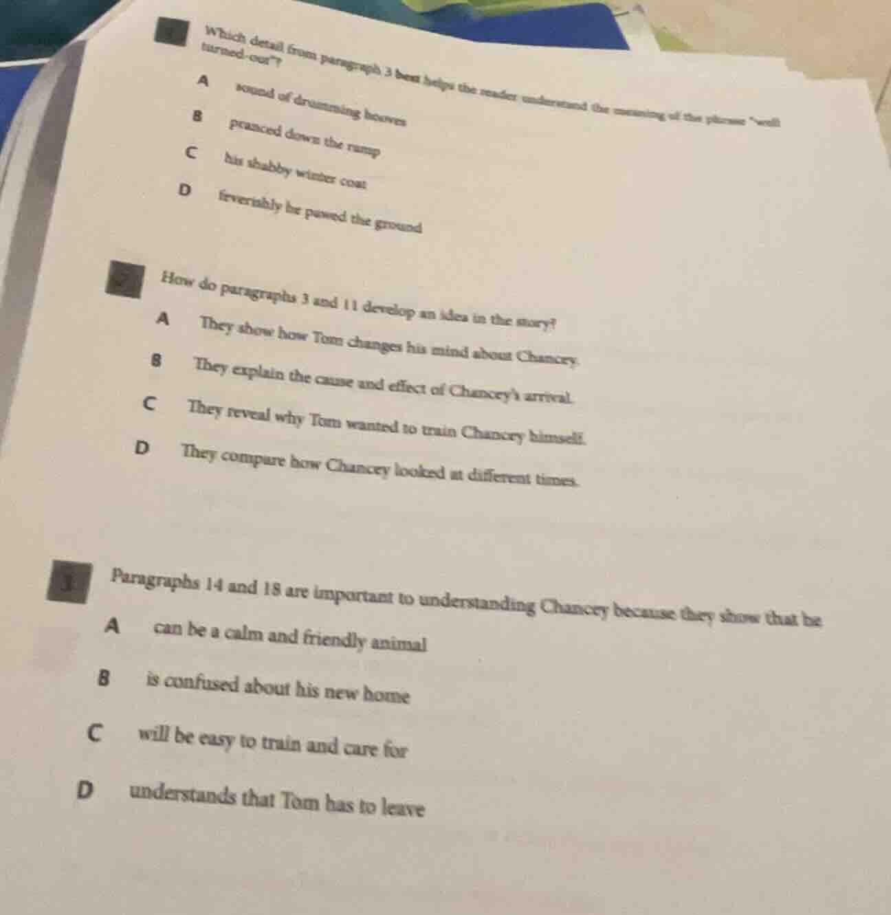 1 which detail from paragraph 3 best helps the reader understand the me…