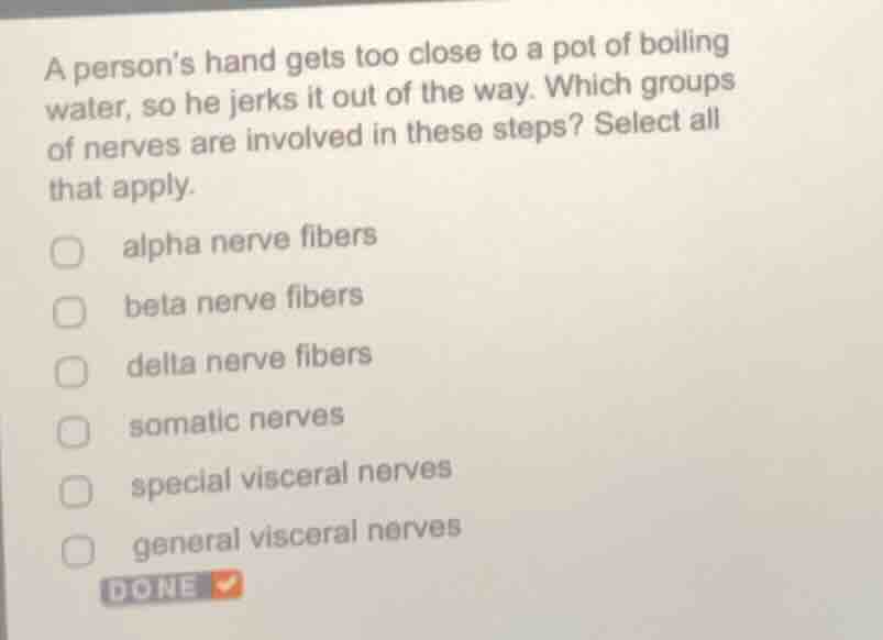 a person’s hand gets too close to a pot of boiling water, so he jerks i…