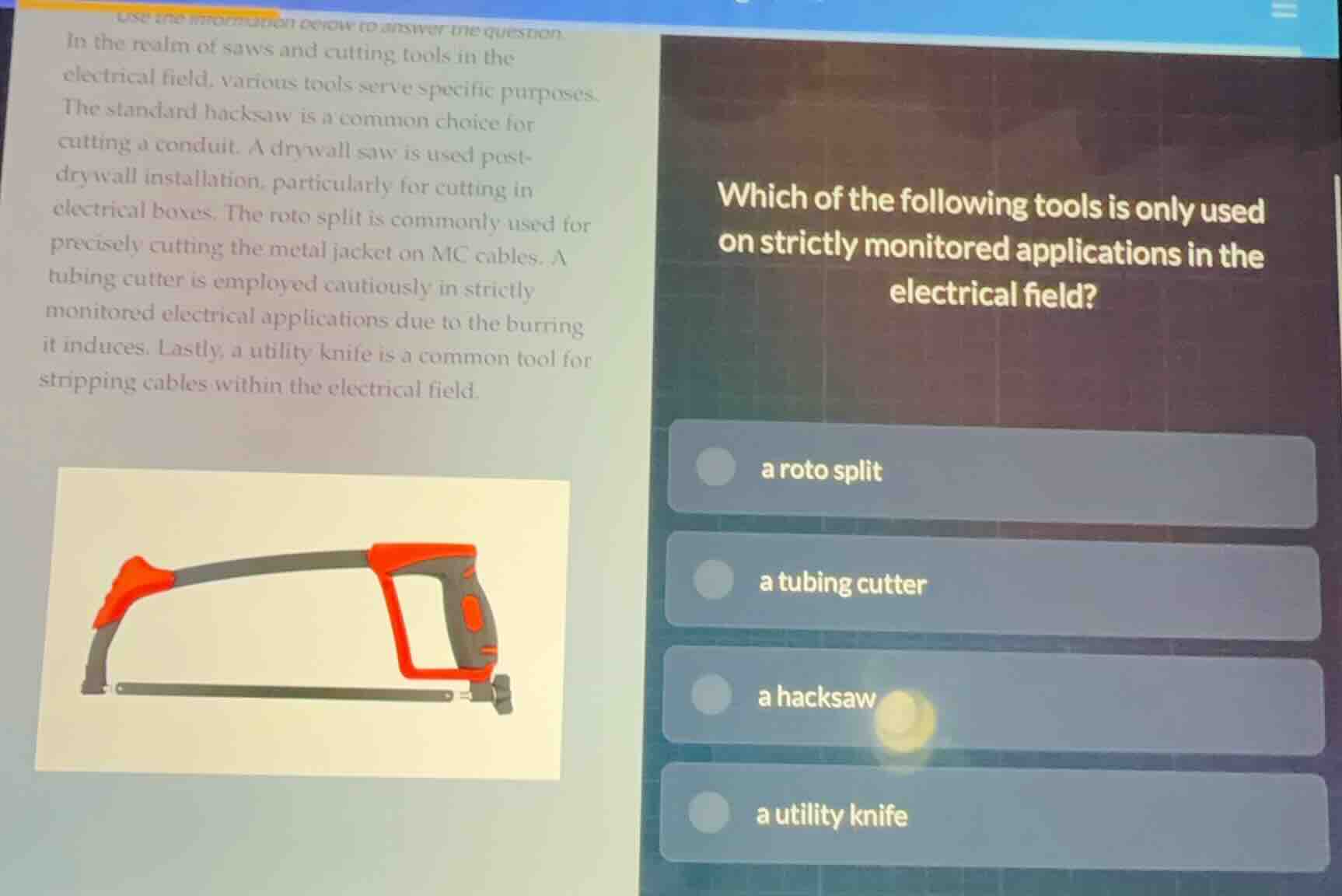 use the information below to answer the question. in the realm of saws …