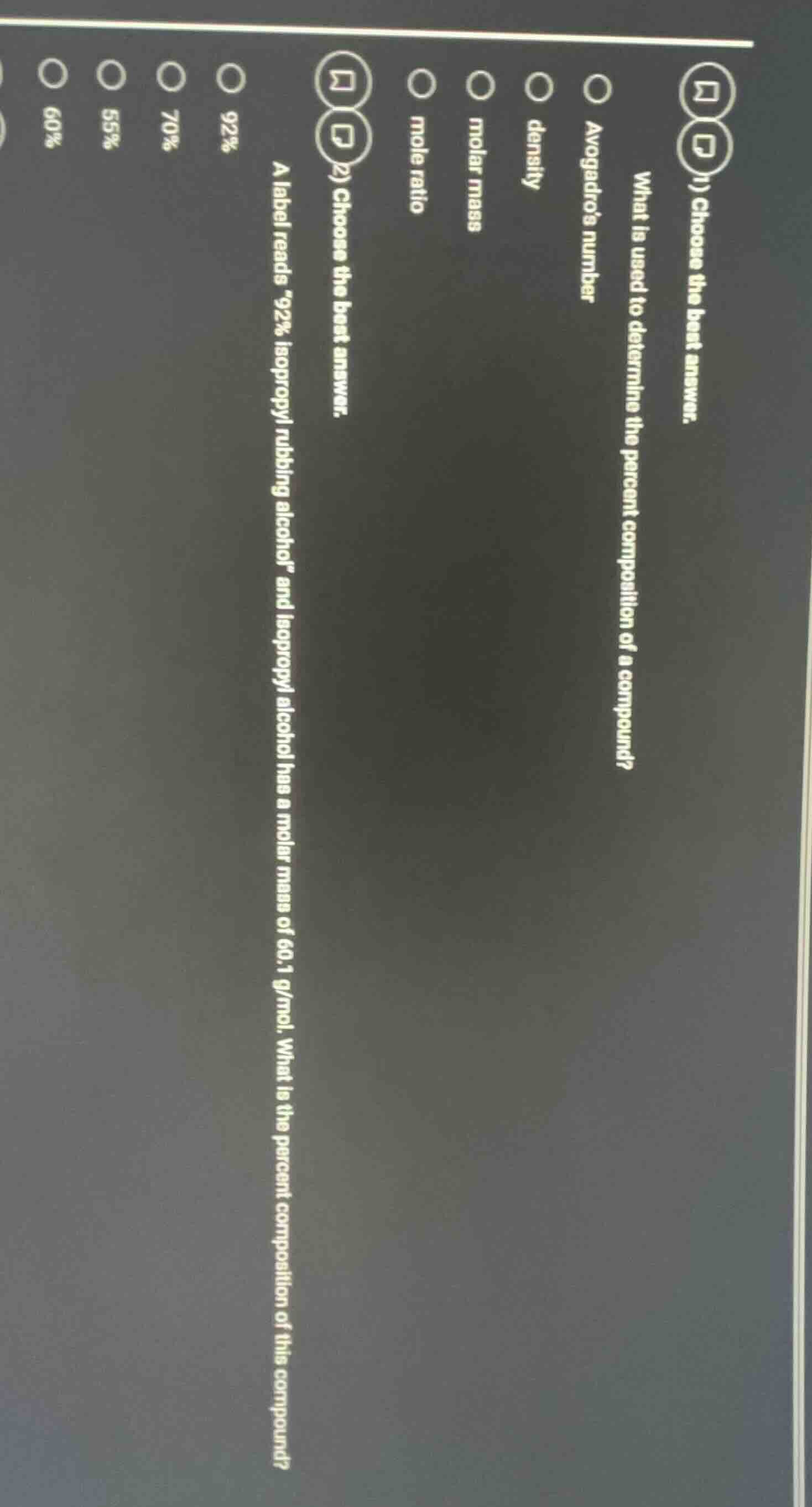 1) choose the best answer. what is used to determine the percent compos…