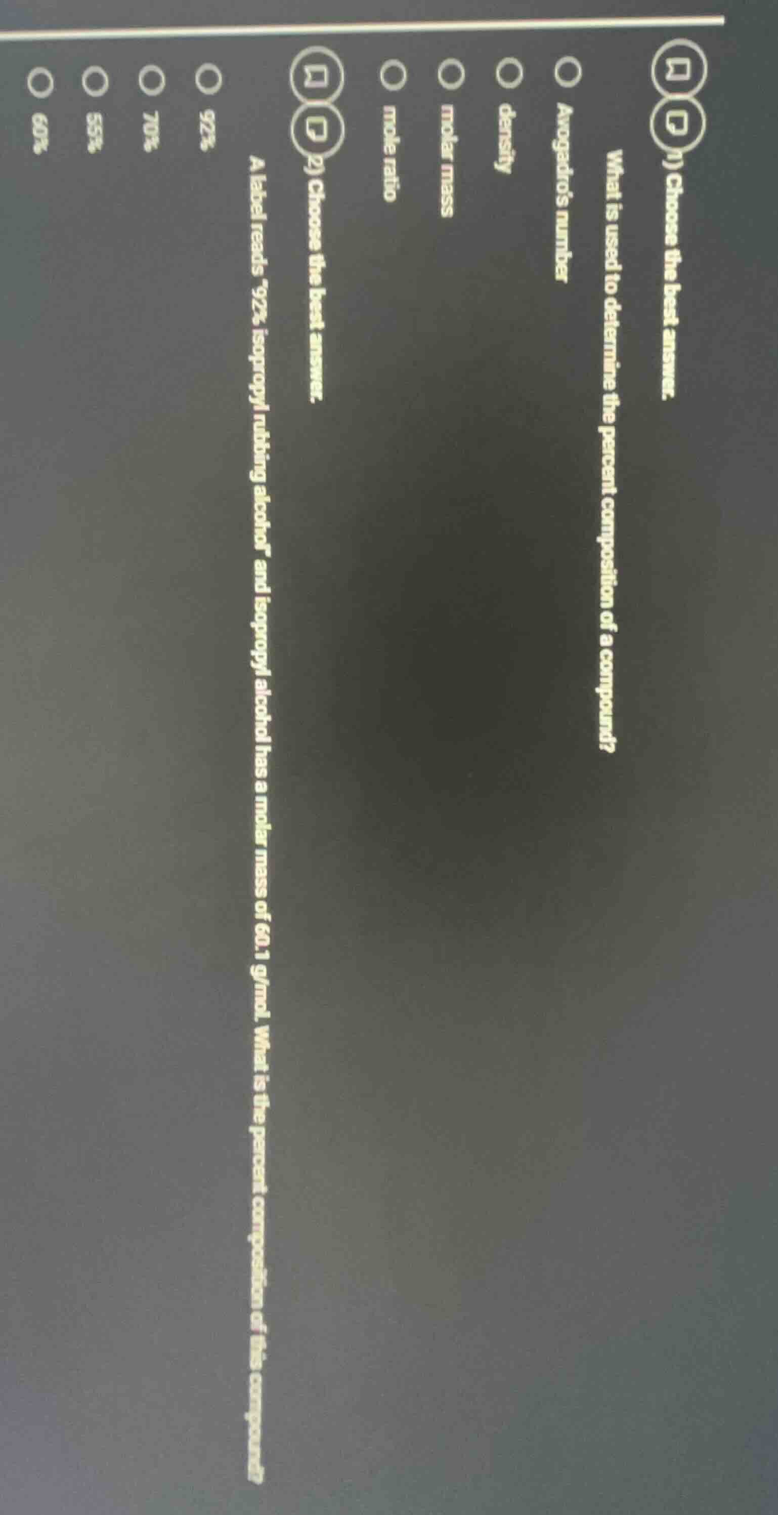 1) choose the best answer. what is used to determine the percent compos…