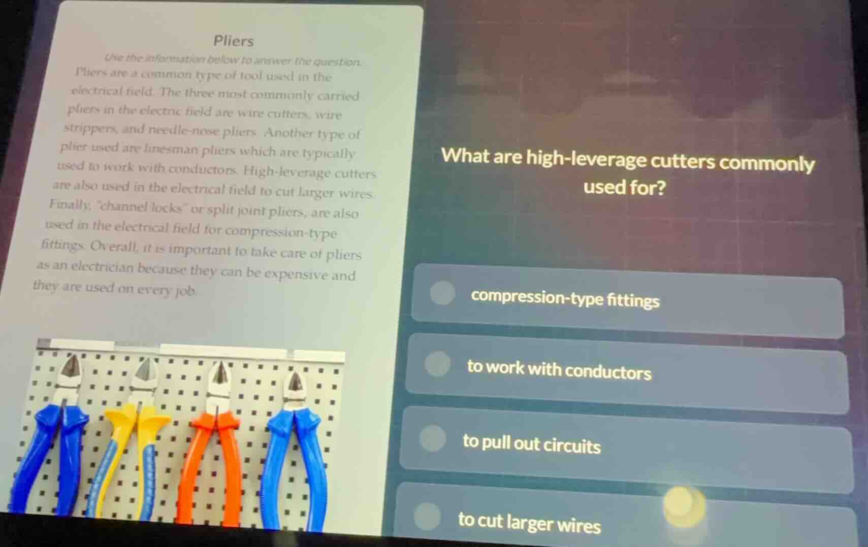pliers use the information below to answer the question. pliers are a c…