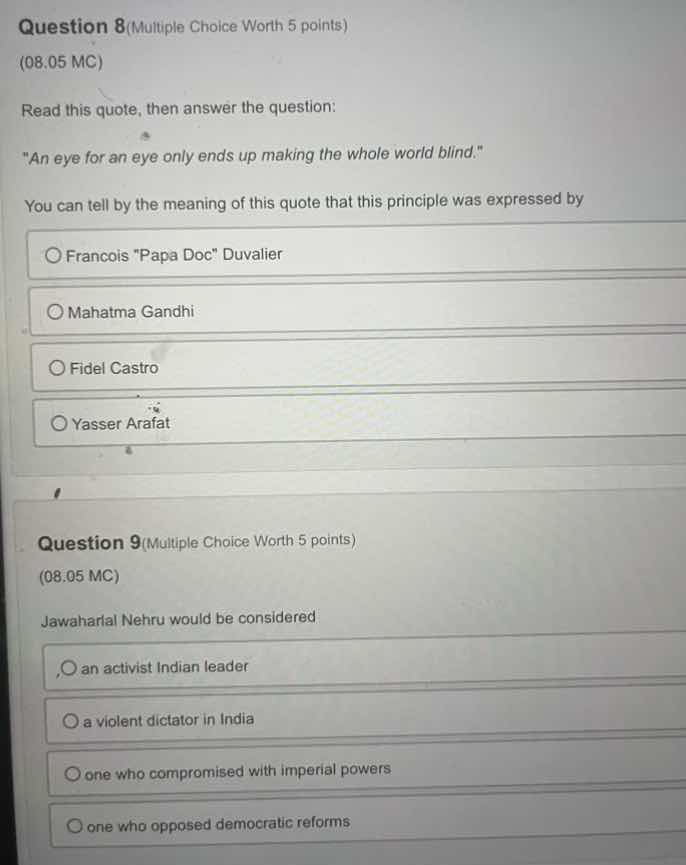 question 8 (multiple choice worth 5 points) (08.05 mc) read this quote,…