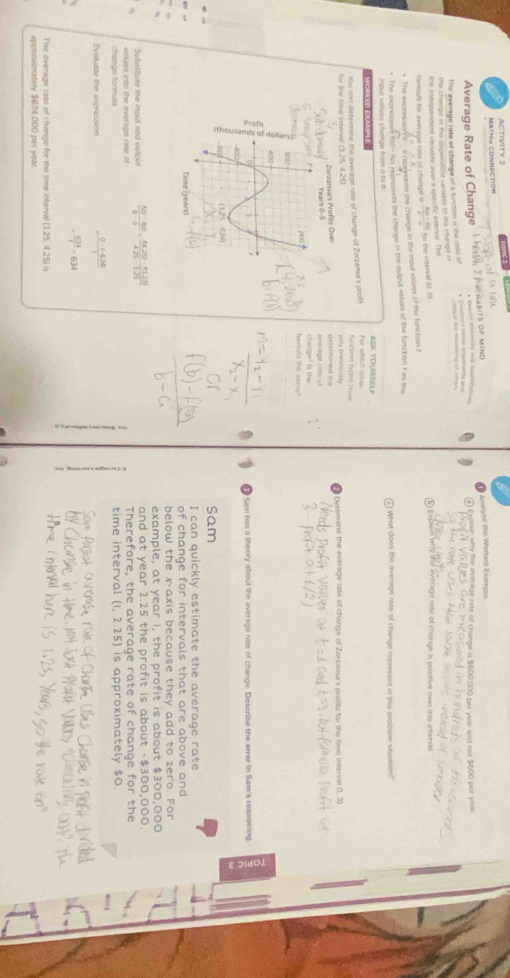 activity 2 maths connection average rate of change the average rate of …