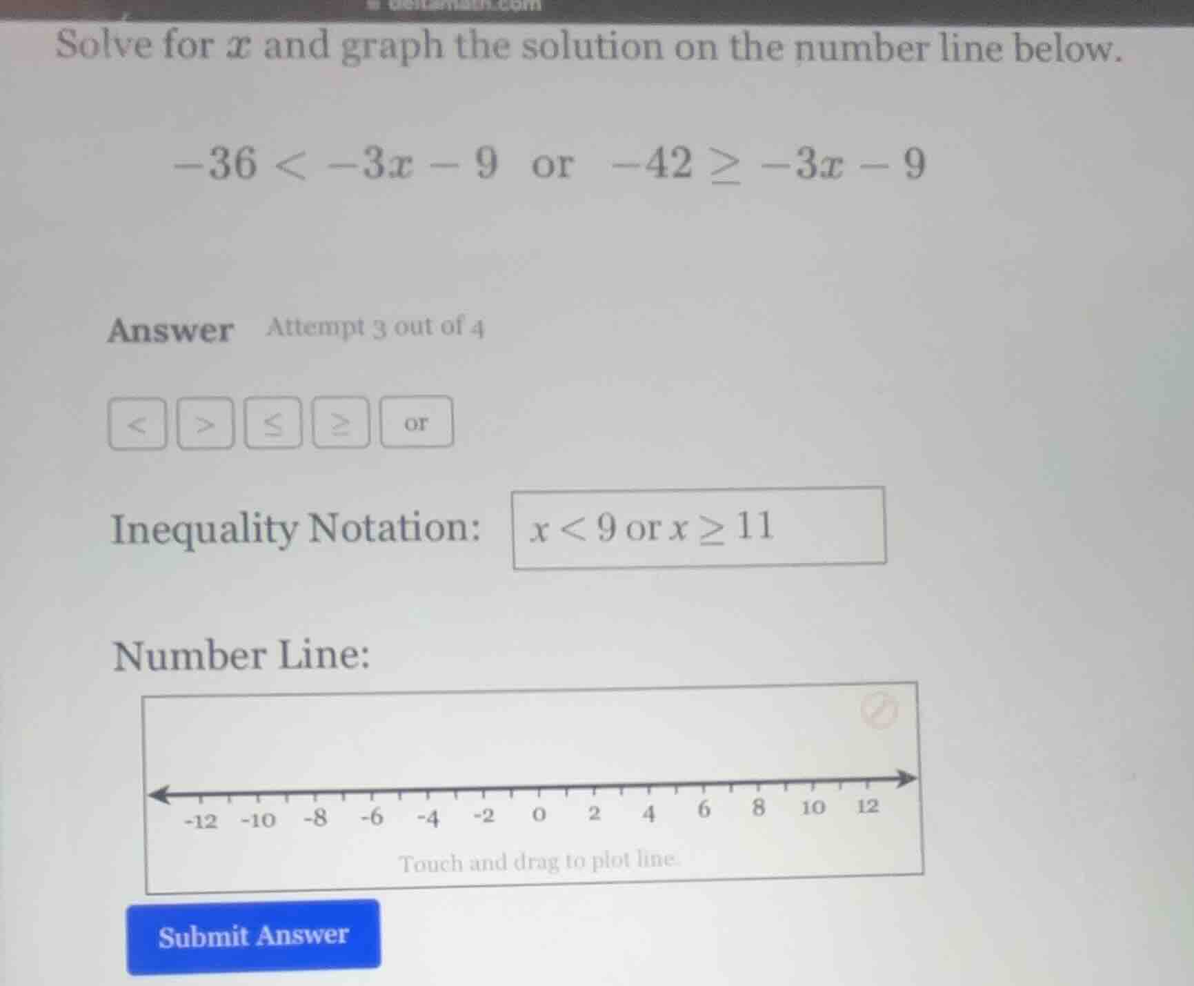 solve for ( x ) and graph the solution on the number line below. ( -36 …