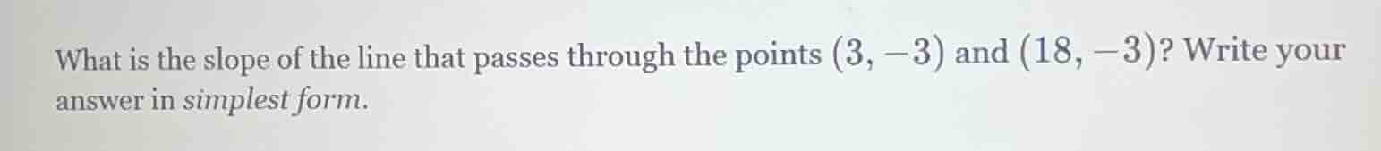what is the slope of the line that passes through the points (3, -3) an…