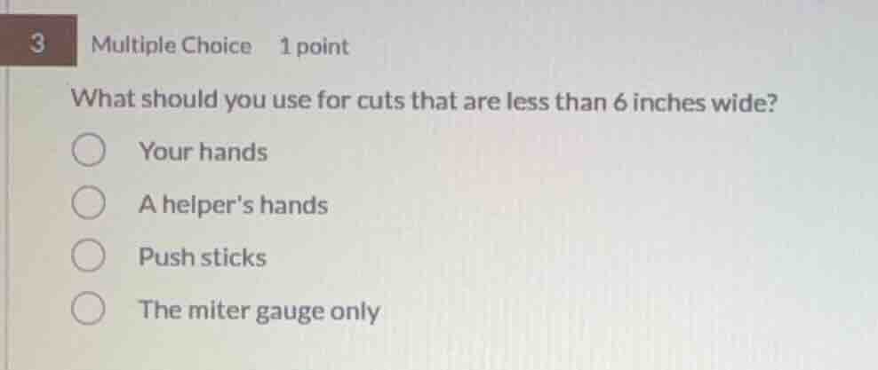 3 multiple choice 1 point what should you use for cuts that are less th…