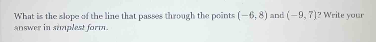 what is the slope of the line that passes through the points (-6, 8) an…