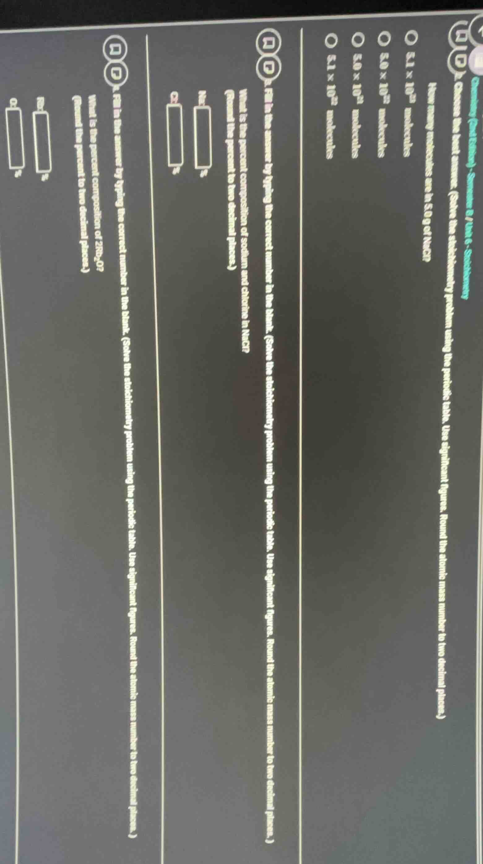 question (part banning) - semester 6 / unit 6 - stoichiometry q19. choo…