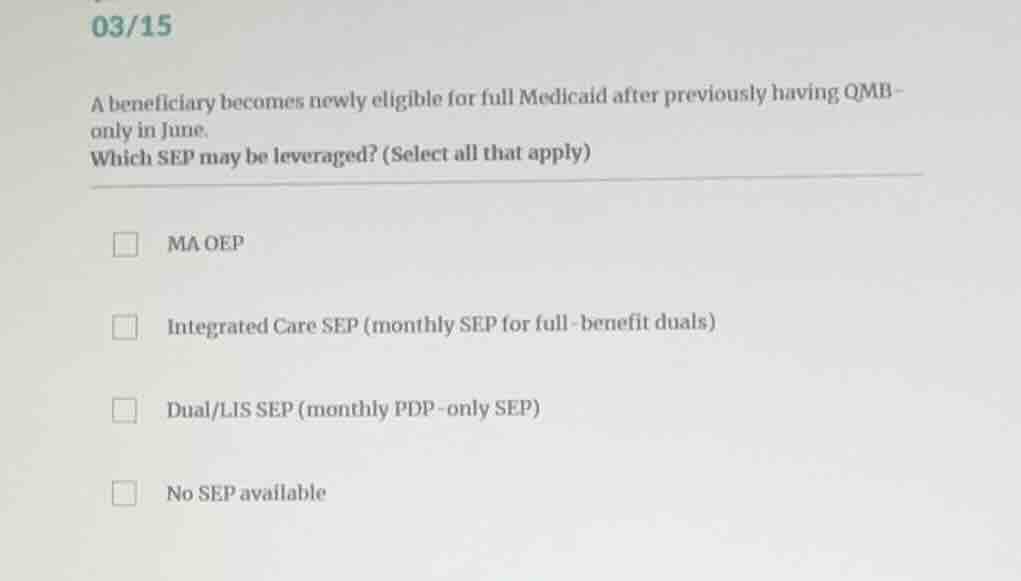 03/15 a beneficiary becomes newly eligible for full medicaid after prev…