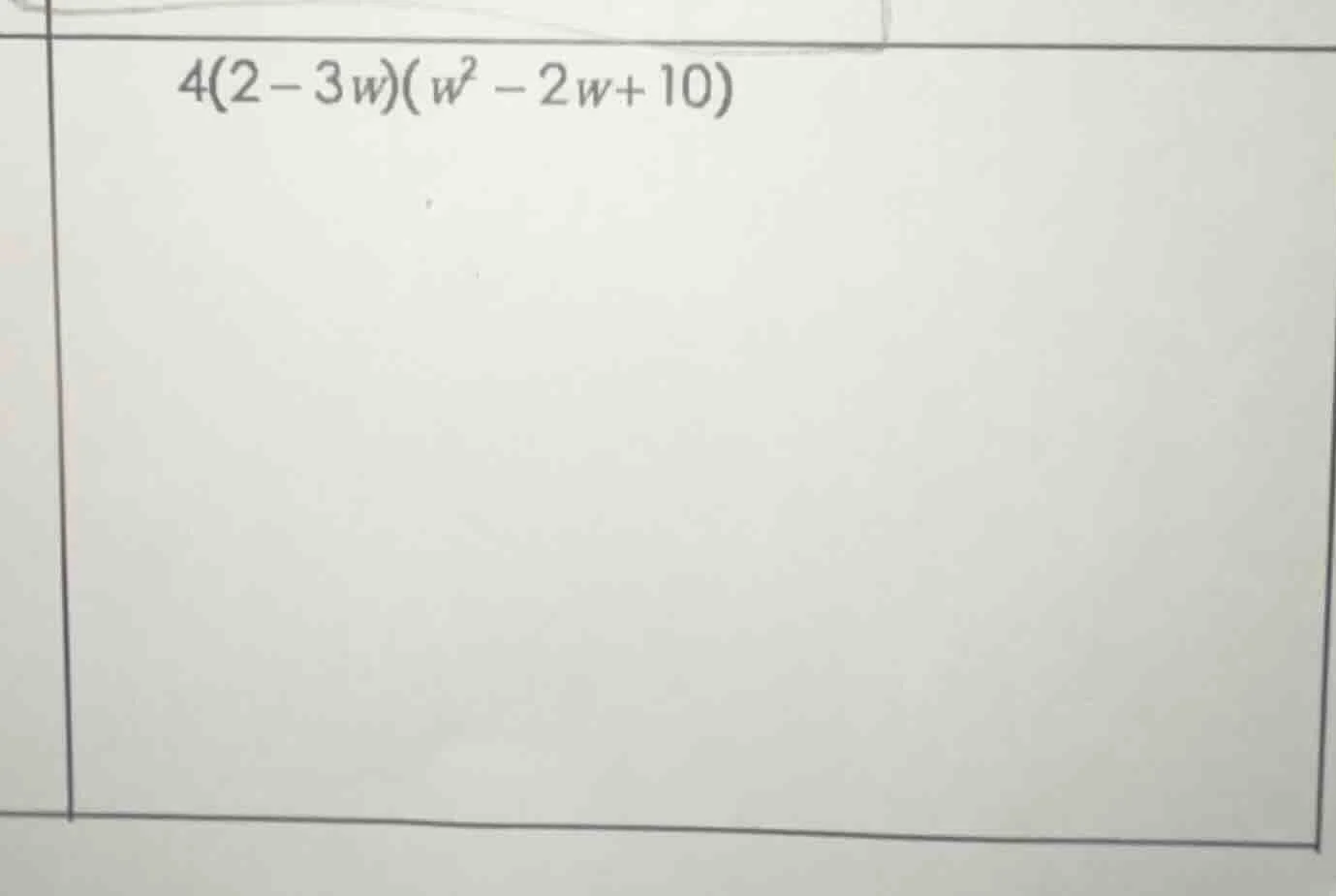 4(2 - 3w)(w² - 2w + 10)