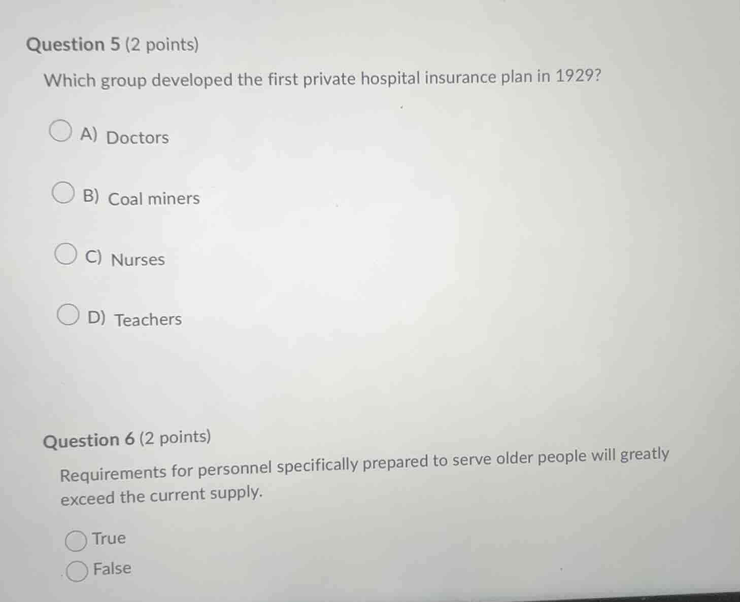 question 5 (2 points) which group developed the first private hospital …