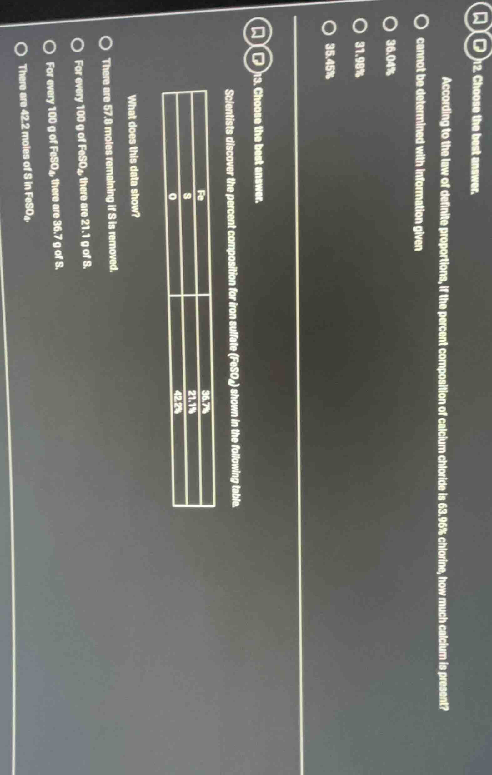 11. choose the best answer. scientists discover the percent composition…