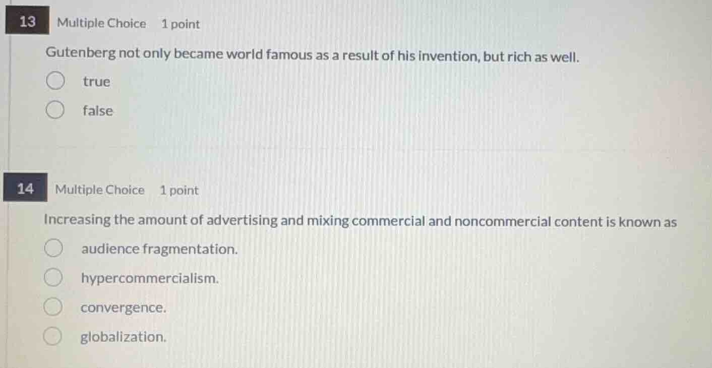 13 multiple choice 1 point gutenberg not only became world famous as a …