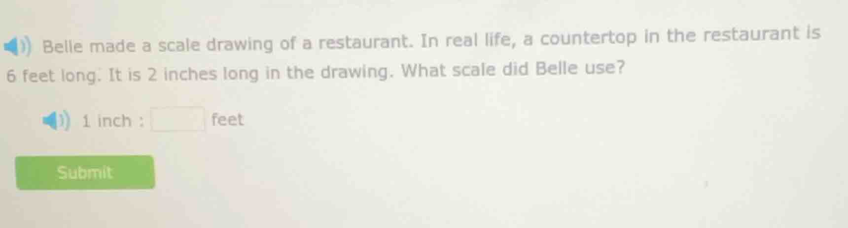 belle made a scale drawing of a restaurant. in real life, a countertop …