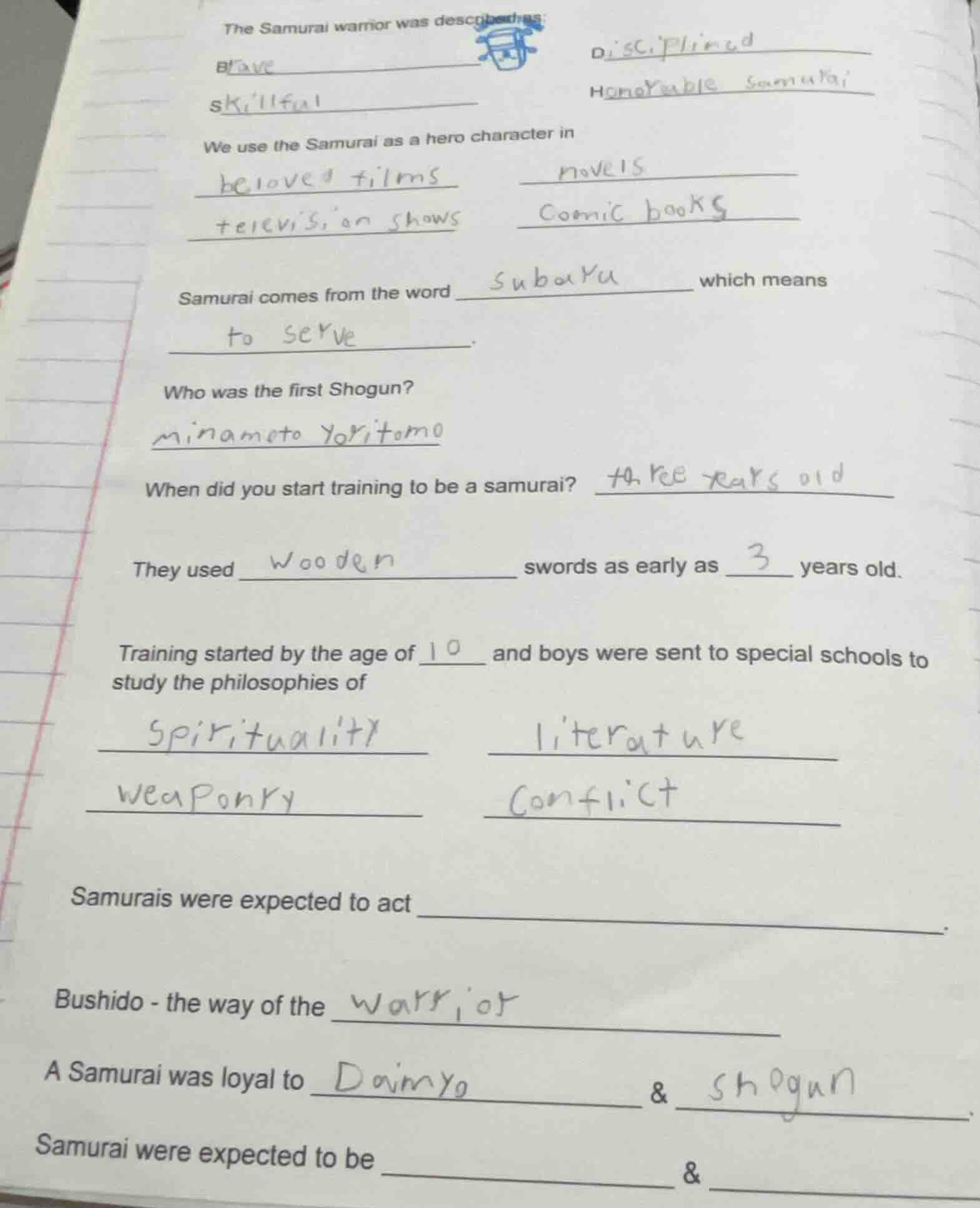 the samurai warrior was described as: ______ ______ ______ ______ we us…