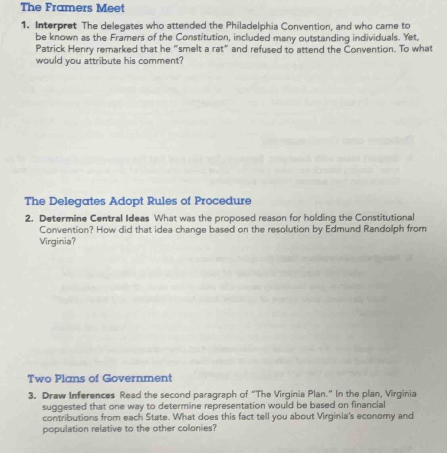the framers meet 1. interpret the delegates who attended the philadelph…