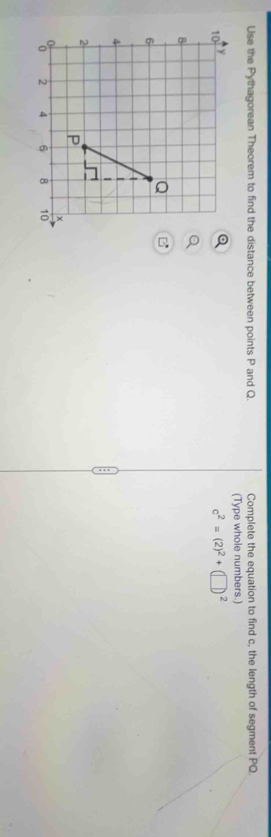 use the pythagorean theorem to find the distance between points p and q…