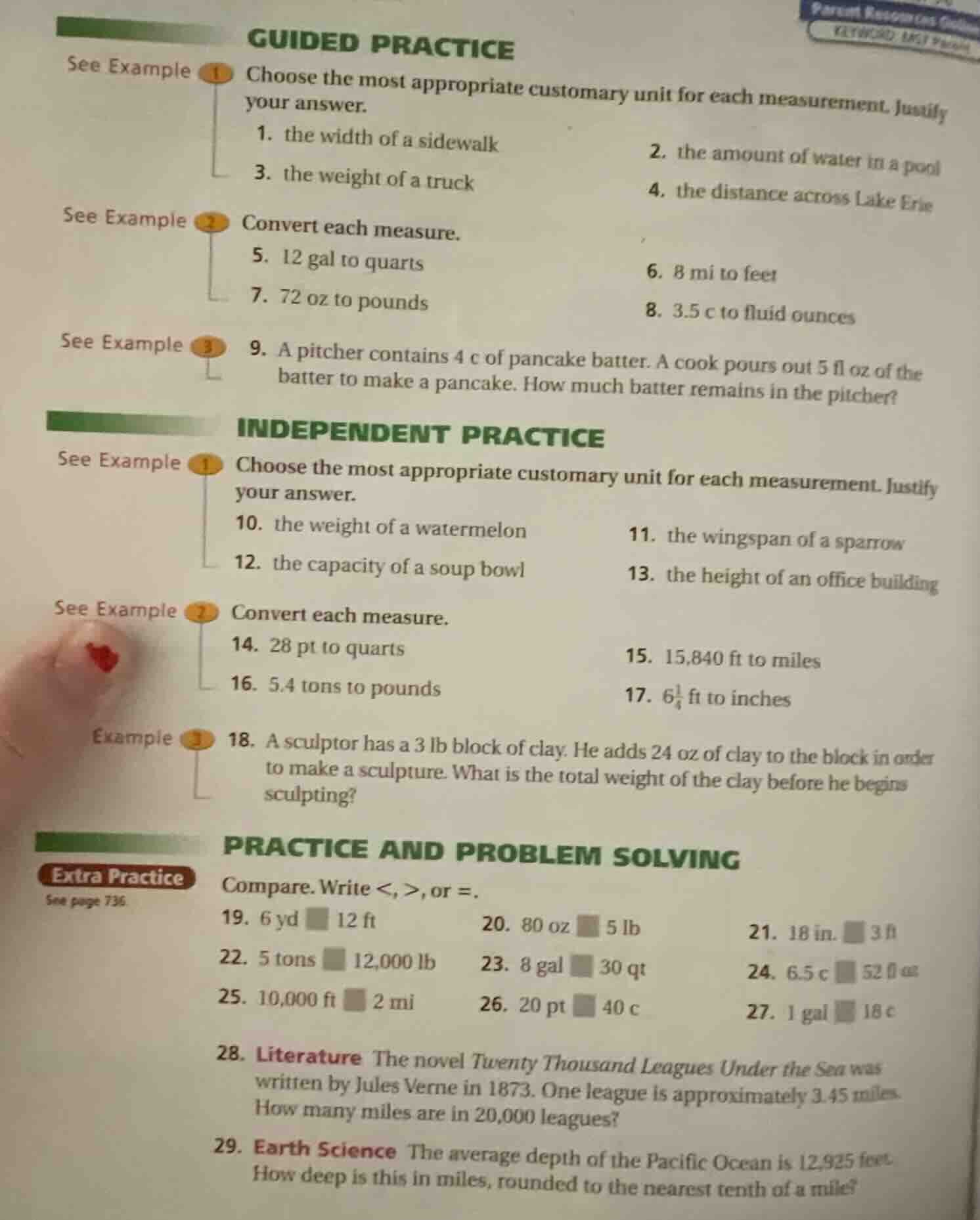 guided practice see example 1 choose the most appropriate customary uni…