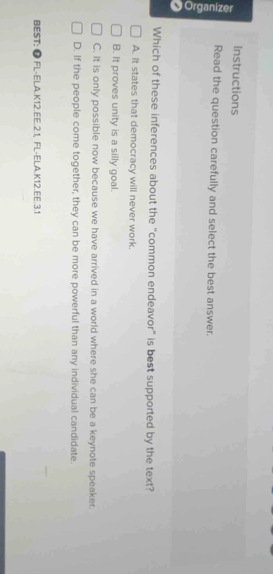 instructions read the question carefully and select the best answer. wh…