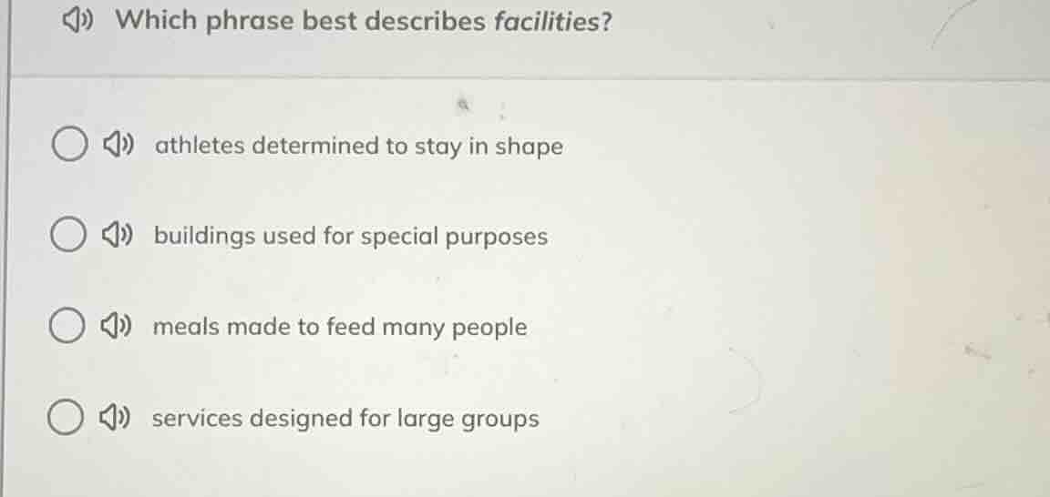 which phrase best describes facilities? athletes determined to stay in …